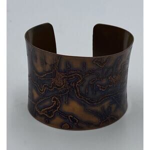 Copper New Orleans Map Mississippi River Cuff Bracelet Handmade 2” Wide 7” Wrist